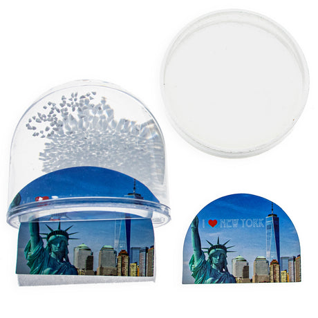 New York City (NYC) Snowy Skyline Clear Acrylic Plastic Water Globe Picture Frame , dimensions in inches: 3.3 x  x 3.3