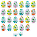 Set of 24 Flowers on White Plastic Easter Eggs, 2.25 Inches Each in Multi color Oval