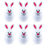 Whimsical Easter Delight: Set of 6 White Smiling Bunny Plastic Easter Eggs in White color,  shape