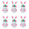 Plastic Bunny Blooms: Set of 6 Bunny with Flowers Plastic Easter Eggs in White color