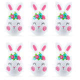 Bunny Blooms: Set of 6 Bunny with Flowers Plastic Easter Eggs in White color,  shape