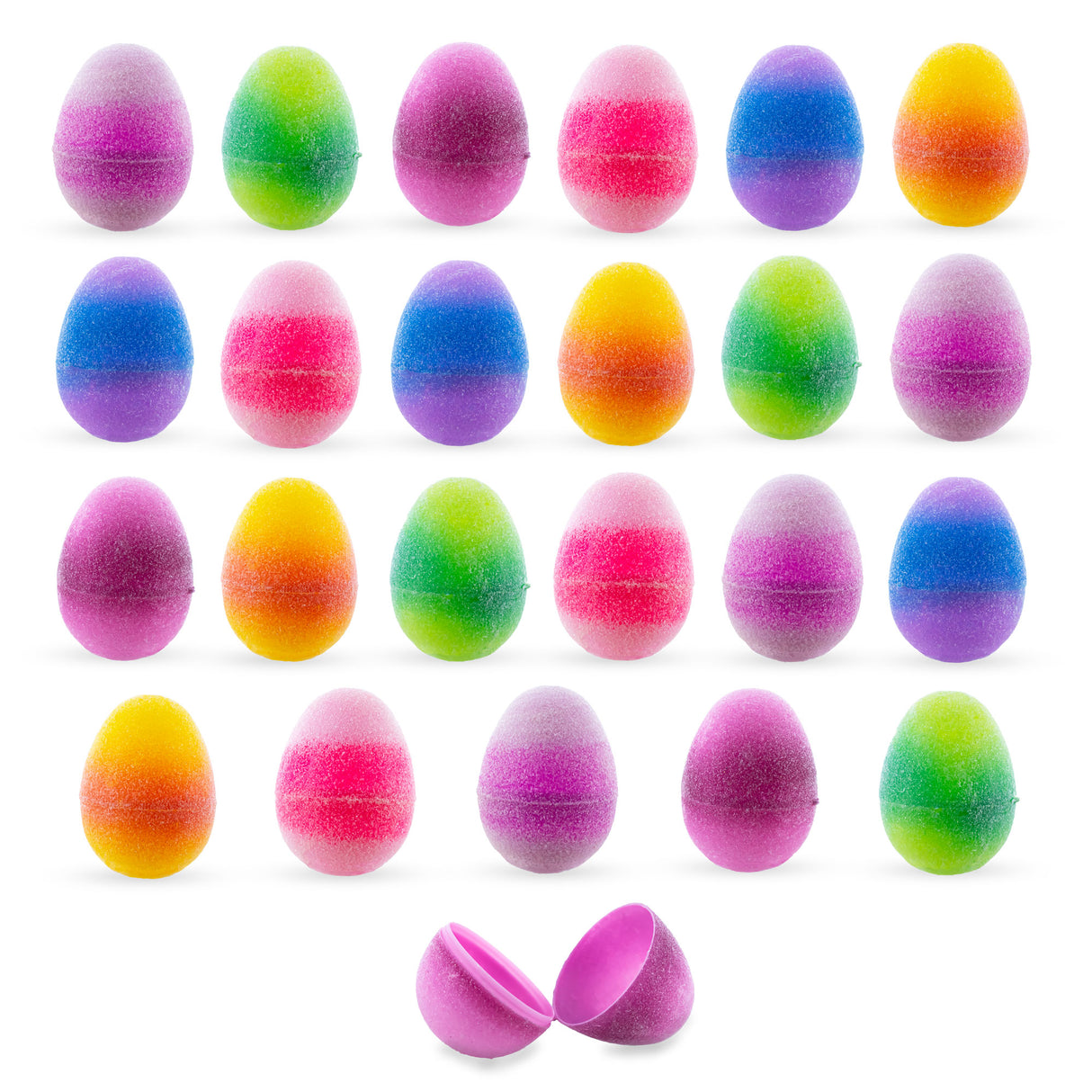 Plastic Sparkling Delights: Set of 24 Glittered Jelly Fruit Marmalade Plastic Easter Eggs, 2.25 Inches Each in Multi color Oval