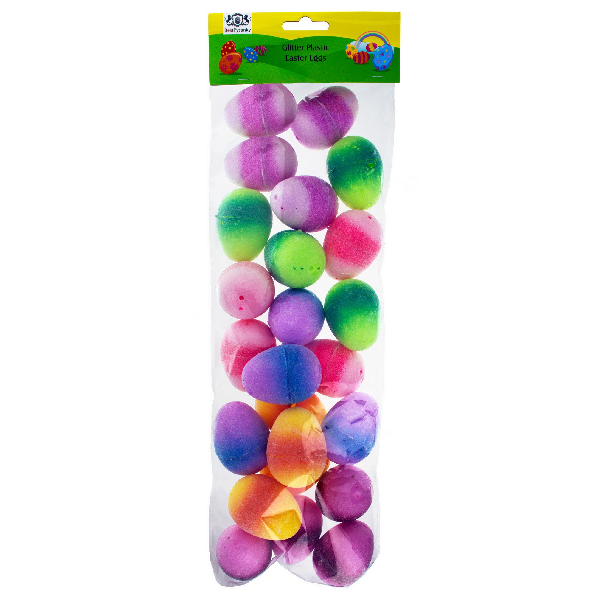 Set of 24 Glittered Jelly Fruit Marmalade Plastic Easter Eggs, 2.25 Inches EachChina , dimensions in inches: 2.25 x 1.65 x 1.65