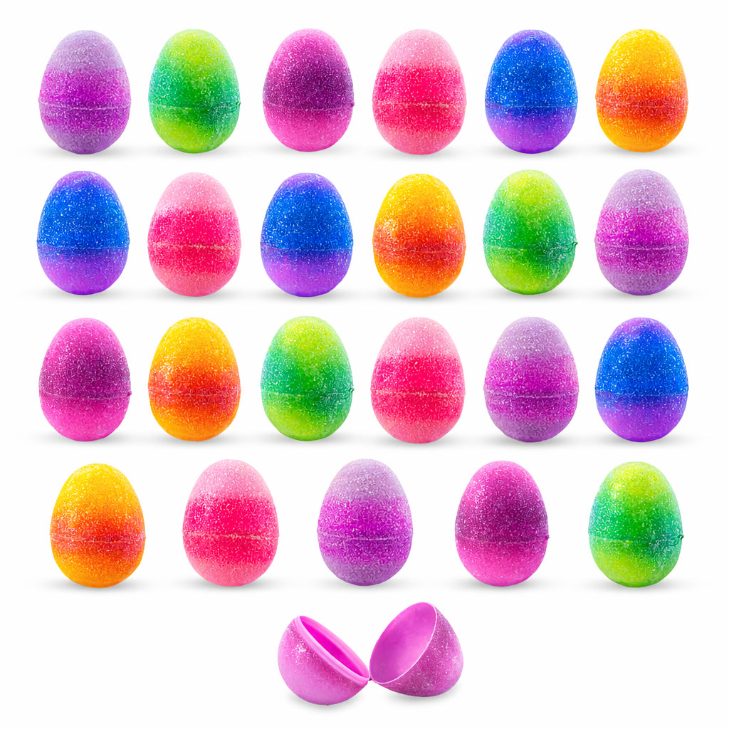 Set of 24 Glittered Jelly Fruit Marmalade Plastic Easter Eggs, 2.25 Inches Each in Multi color Oval