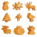 Set of 27 Wooden Ornament Cutouts DIY Unfinished Wood Shapes for Christmas Crafts and Decorations in Beige color