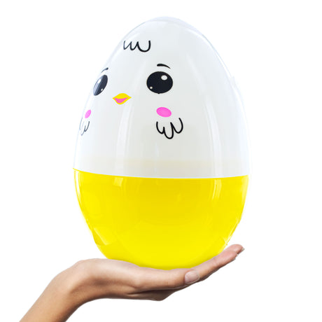 Large Chick Giant Jumbo Size White and Yellow Plastic Easter Egg 10 Inches in Multi color, Oval shape