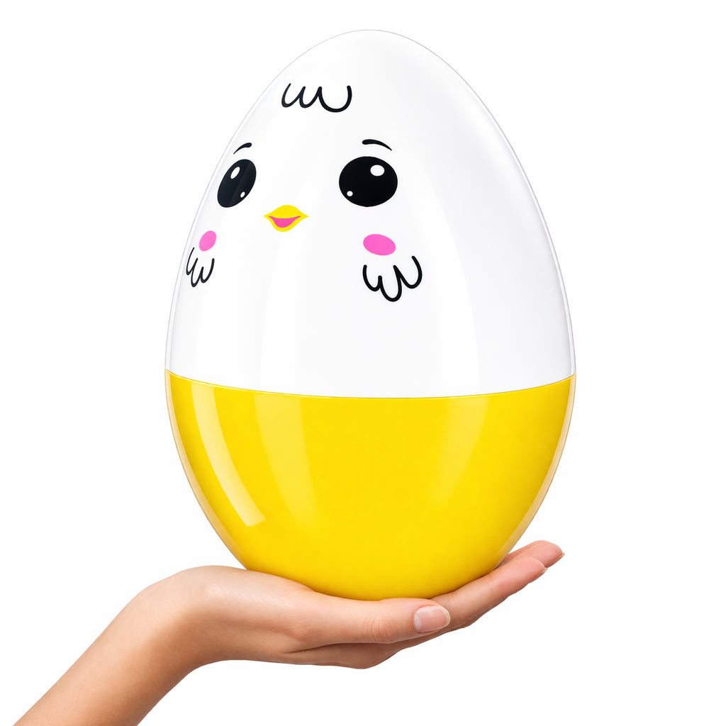 Giant Jumbo Large Size White and Yellow Chick Plastic Easter Egg 10 Inches in Multi color Oval