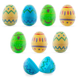 Plastic Set of 8 Sugar-coated Style Ukrainian Geometric Plastic Easter Eggs 2.25 Inches in Multi color Oval