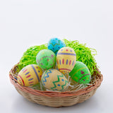 Set of 8 Sugar cCoated Geometric Plastic Easter Eggs 2.25 Inches , dimensions in inches: 2.25 x  x 1.75