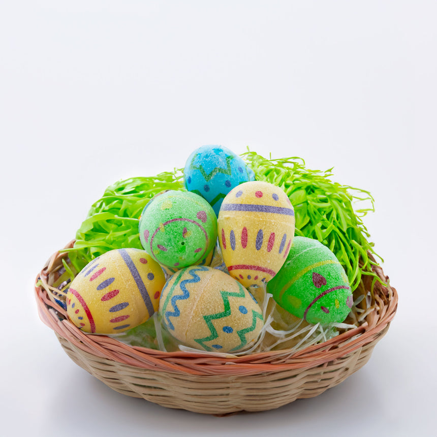 Set of 8 Sugar cCoated Geometric Plastic Easter Eggs 2.25 Inches , dimensions in inches: 2.25 x  x 1.75