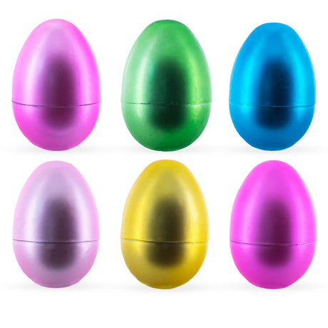 Set of 6 Matte Finish Large Plastic Easter Eggs 3.15 Inches in Multi color, Oval shape