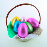 Set of 6 Matte Metallic Finish Large Plastic Easter Eggs 3.15 Inches ,dimensions in inches: 3.15 x  x 2