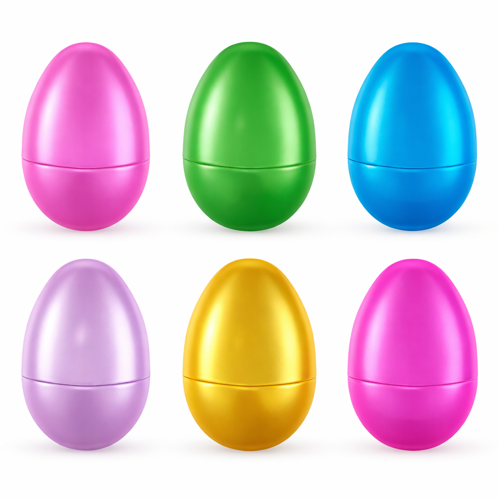 Set of 6 Large Matte Metallic Easter Eggs Fillable Plastic Hinged Eggs Premium Egg Hunt Set 3.15 Inches in Multi color Oval