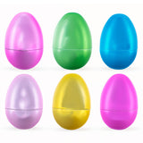 Set of 6 Matte Metallic Finish Large Plastic Easter Eggs 3.15 Inches in Multi color Oval