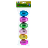 Set of 6 Matte Metallic Finish Large Plastic Easter Eggs 3.15 Inches