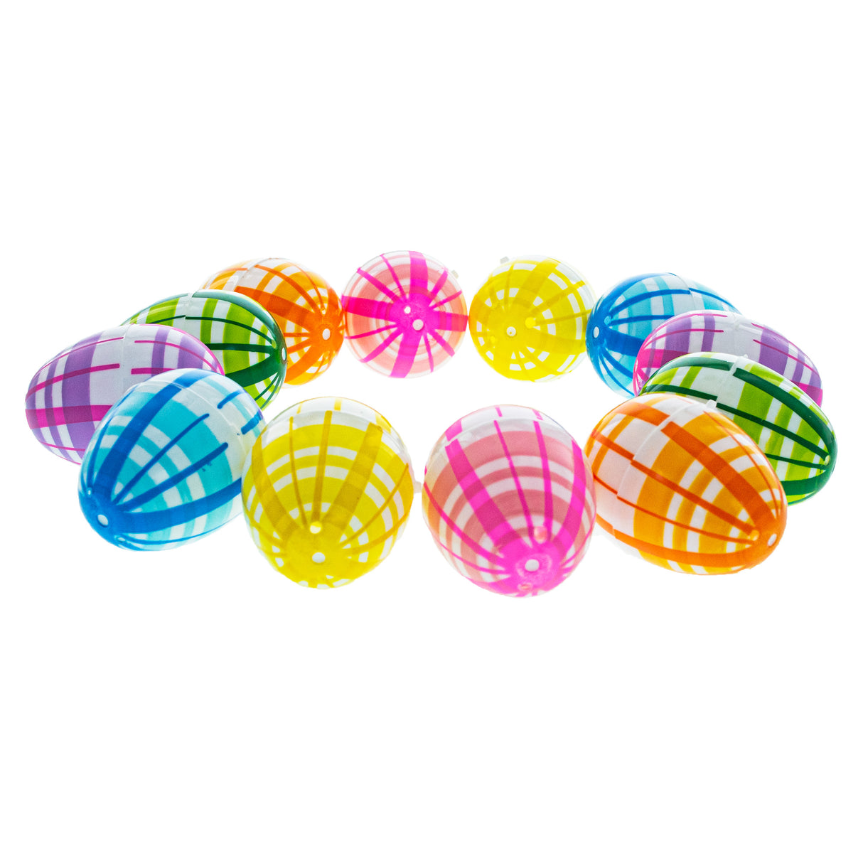 Set of 12 Multicolored Plaid Plastic Easter Eggs 2.25 Inches ,dimensions in inches: 2.25 x  x 1.5