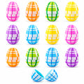Set of 12 Fillable Easter Eggs Multicolor Plaid Plastic Hinged Eggs 2.25 Inches in Multi color Oval