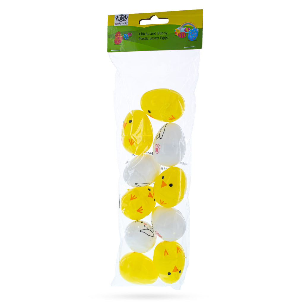 Set of 10 Bunny and Chick Easter Eggs Fillable Plastic Eggs Cute Kids Egg Hunt Party Supplies 2.25 InchesChina , dimensions in inches: 2.25 x  x 1.5