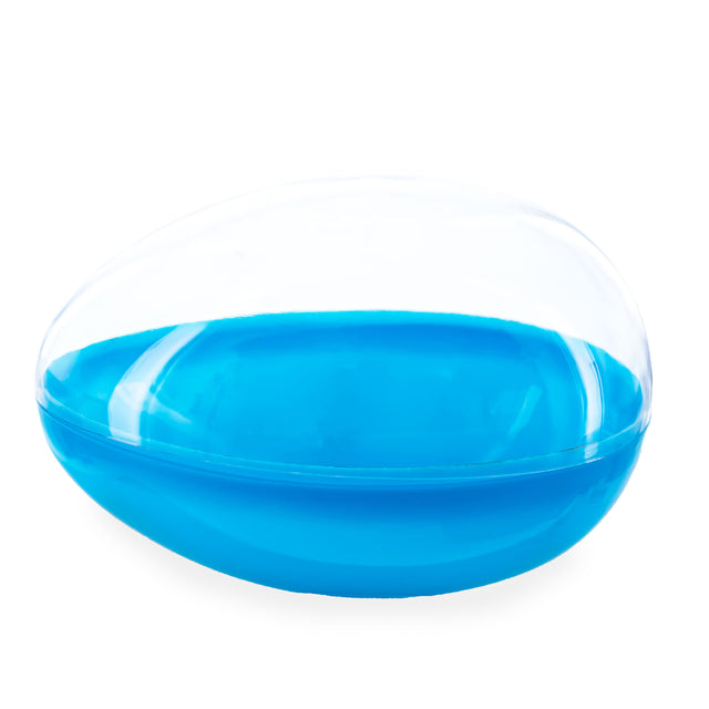 Large Fillable Clear Top Blue Bottom Plastic Easter Egg 5.1 Inches in Blue color, Oval shape