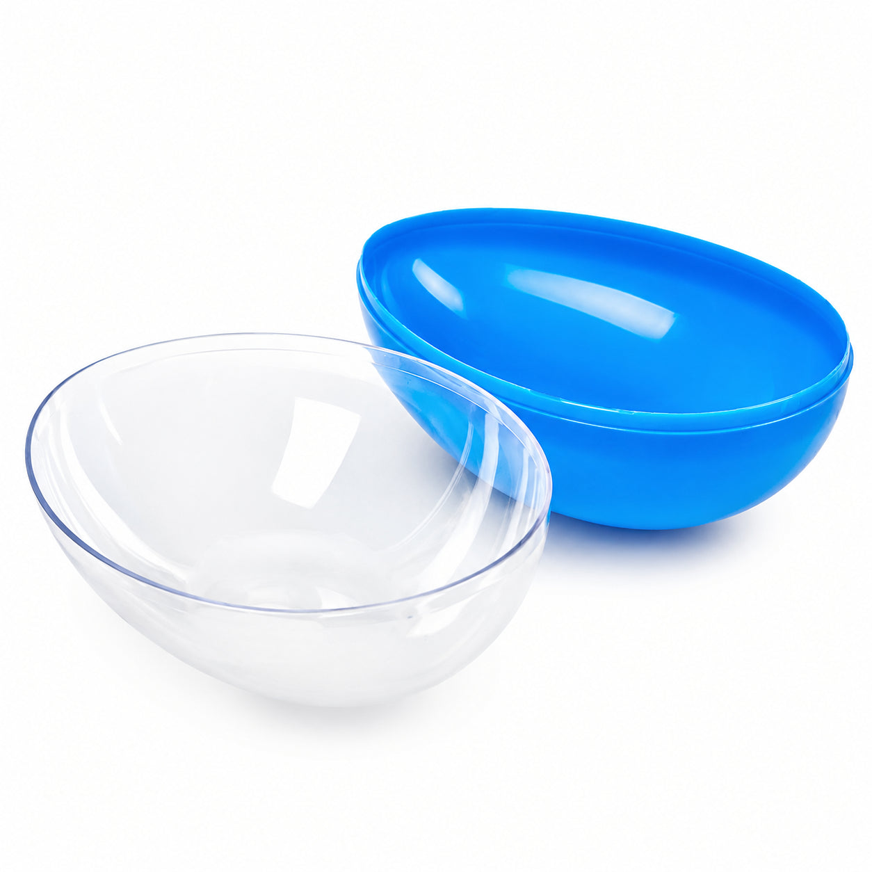 Large Fillable Clear Top Blue Bottom Plastic Easter Egg 5.1 InchesChina , dimensions in inches: 5.1 x 3.54 x 5.1