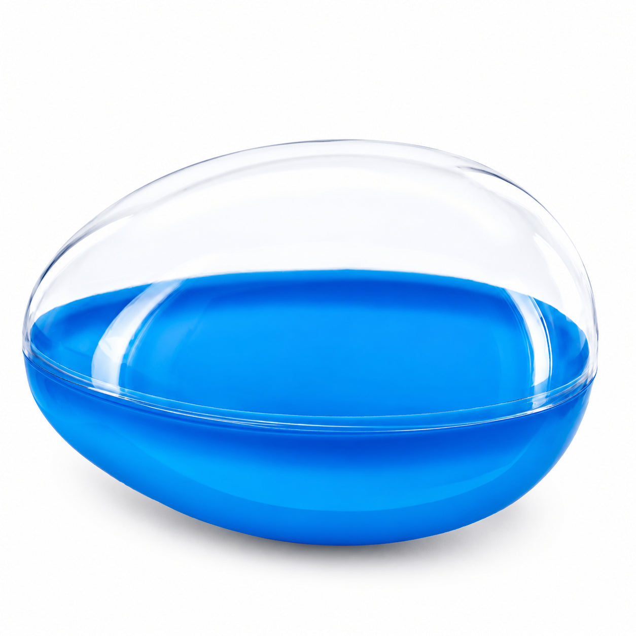 Large Fillable Clear Top Blue Bottom Plastic Easter Egg 5.1 Inches in Blue color Oval