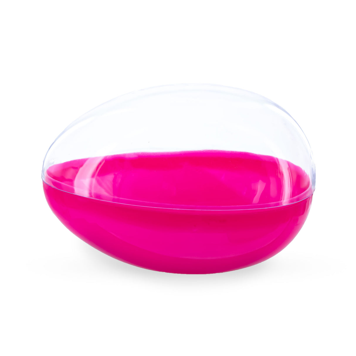 Large Fillable Clear Top Pink Bottom Plastic Easter Egg 5.1 Inches in Pink color, Oval shape