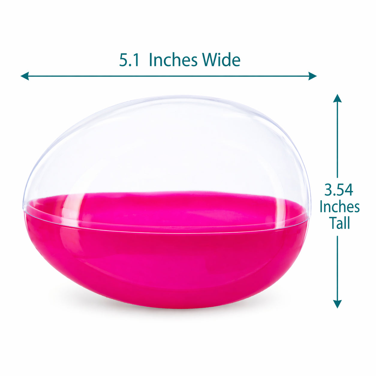 Large Fillable Clear Top Plastic Easter Egg 5.1 InchesChina , dimensions in inches: 5.1 x 3.54 x 5.1