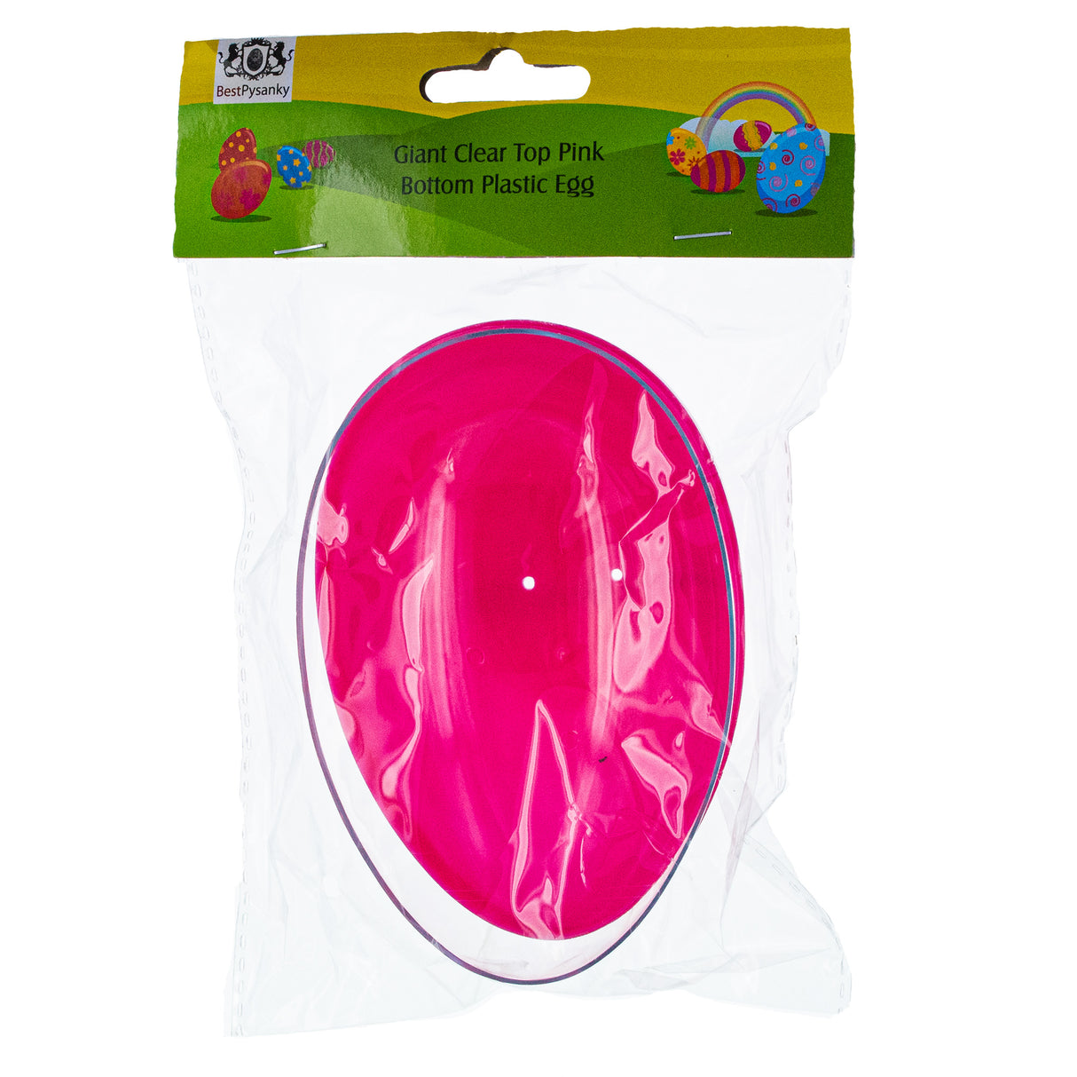 Huevo de Pascua de plástico con parte superior transparente, rellenable, grande, con fondo rosa, 5,1 pulgadas