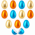 Set of 12 Matte Metallic Plastic Fillable Easter Eggs 2.25 Inches in Multi color Oval