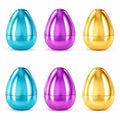 Set of 6 Large Fillable Metallic Plastic Easter Eggs 4 Inches in Multi color Oval