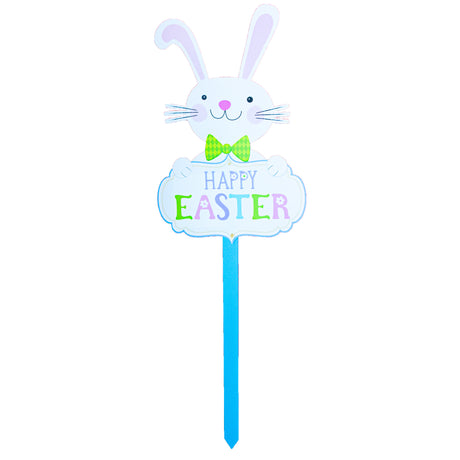 Bunny with Happy Easter Yard Sign 24 Inches in Multi color,  shape
