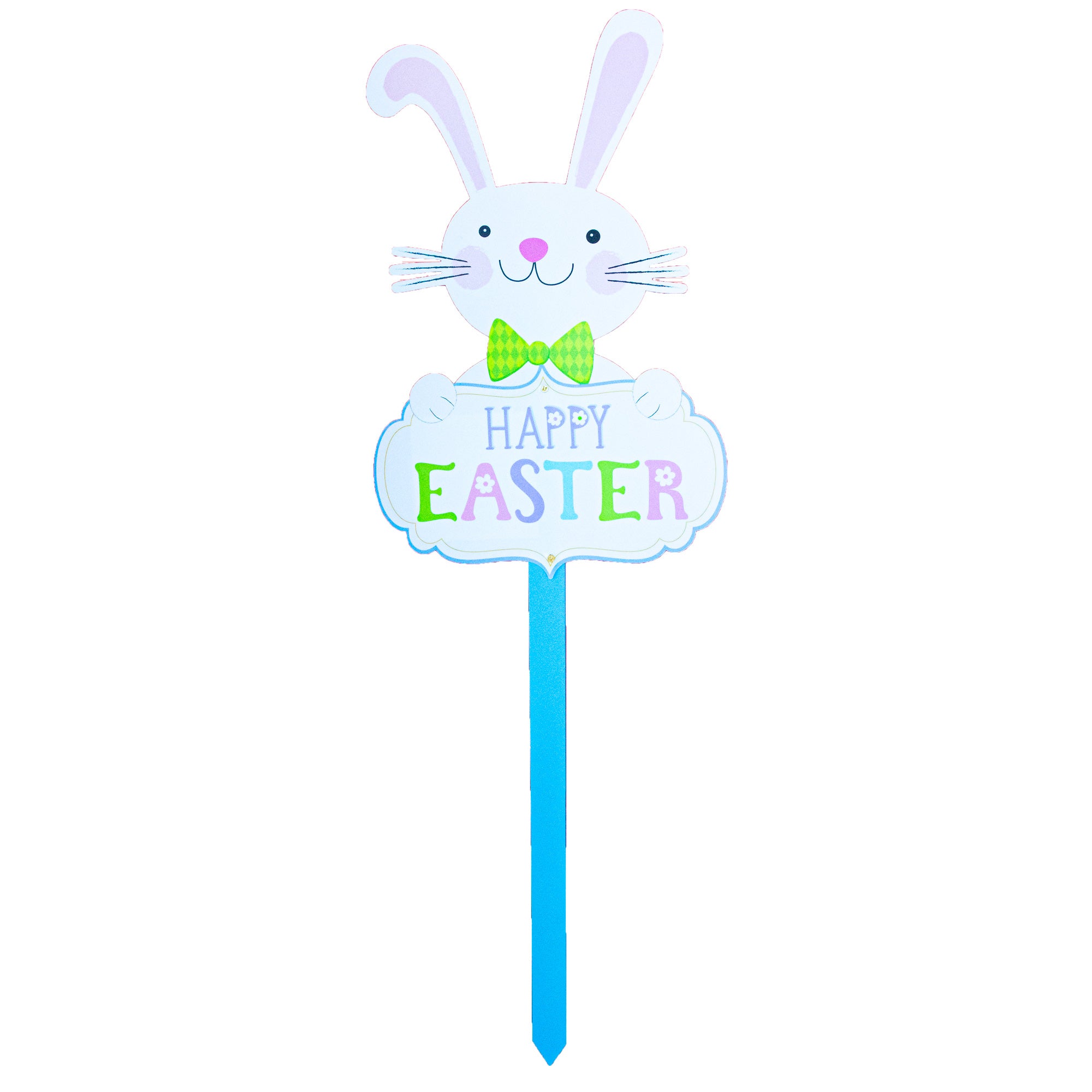 Easter Bunny Yard Sign Happy Easter Outdoor Lawn Decor with Stake Spring Garden Decoration 23.6 Inches Tall in Multi color
