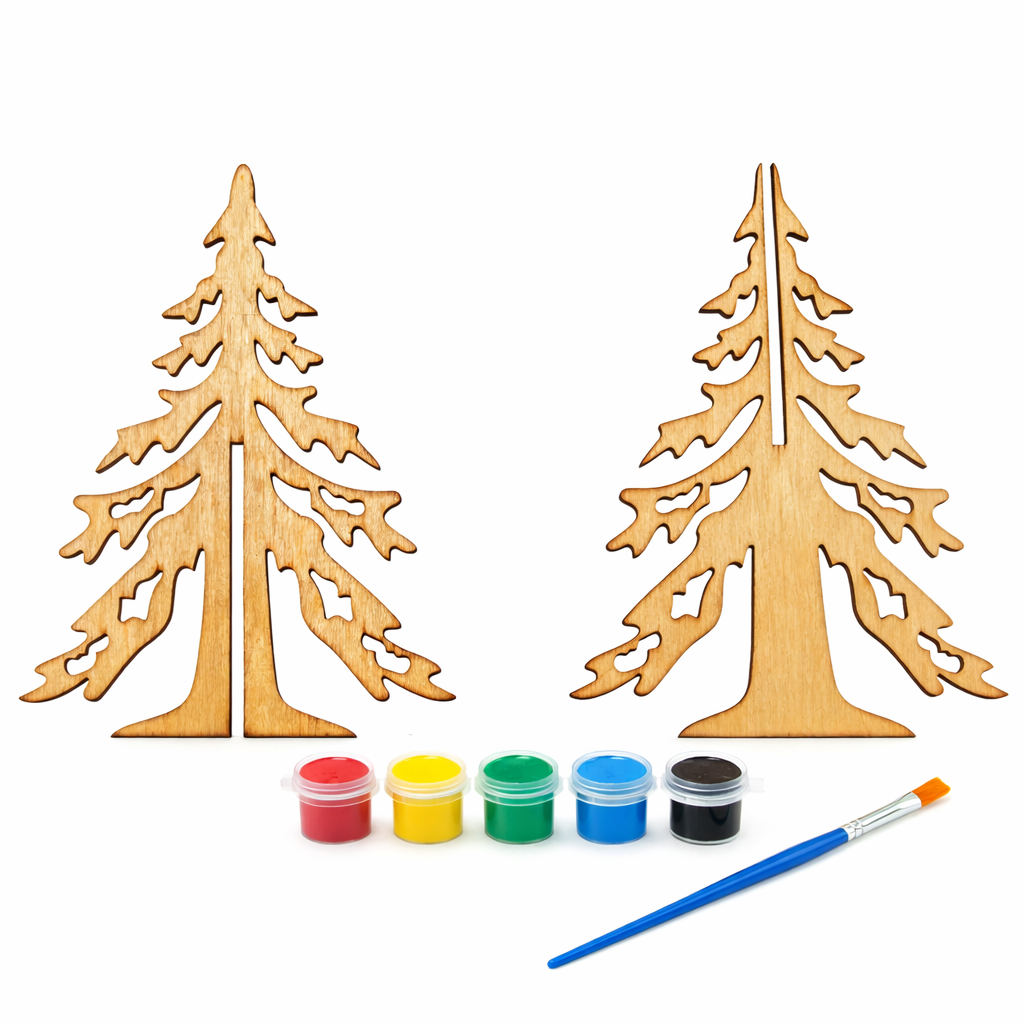 Wooden Christmas Tree Craft Kit for Kids and Adults DIY Painting Kit with Paints Brush 13 InchesChina , dimensions in inches: 13 x  x
