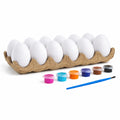 Easter Egg Painting Kit White Blank Plastic Eggs with Paints & Brush DIY Decorating in White color Oval