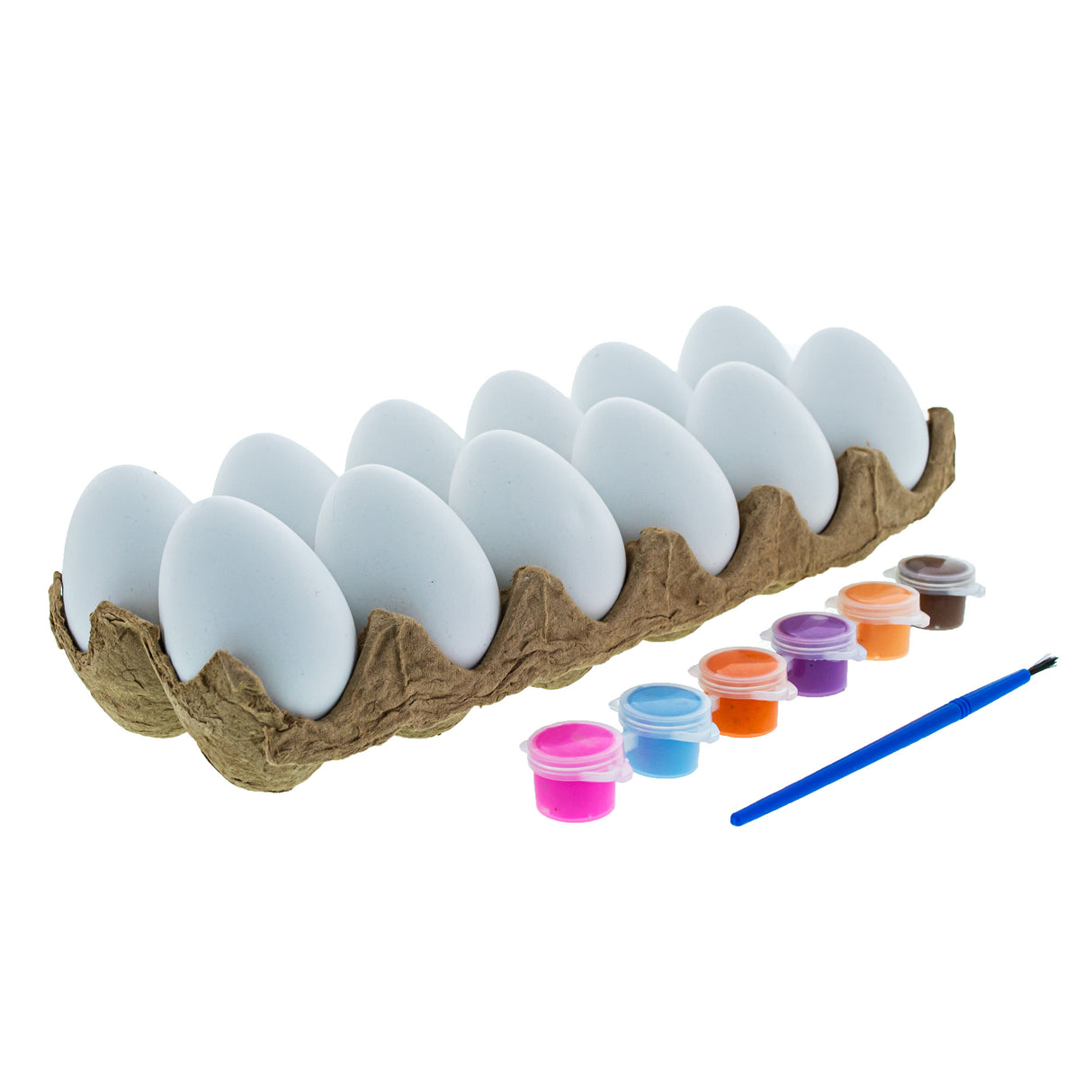 Plastic Vibrant Easter Egg Decorating Kit: Set of 12 Plastic Eggs in White color Oval