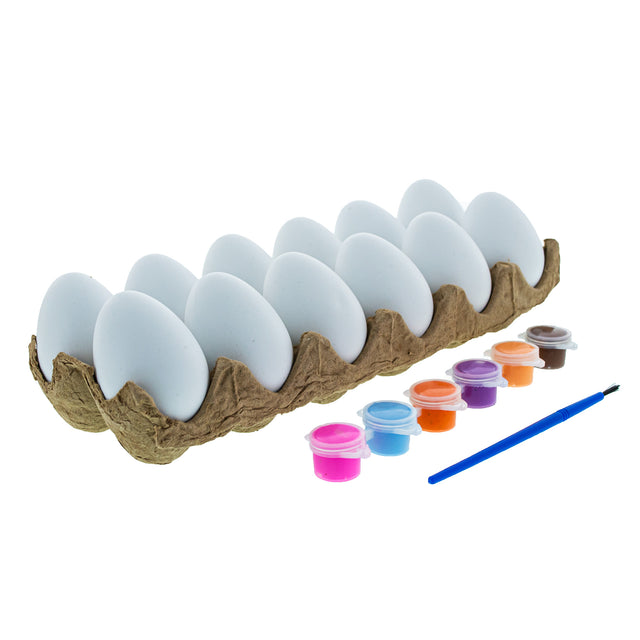 DIY Easter Egg Painting Kit – Blank Plastic Eggs with Paints & Brush for Decorating in White color Oval