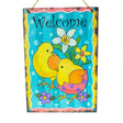 Easter Chicks Spring Welcome Decorative Plaque Wall Sign 10 Inches in Multi color, Rectangle shape