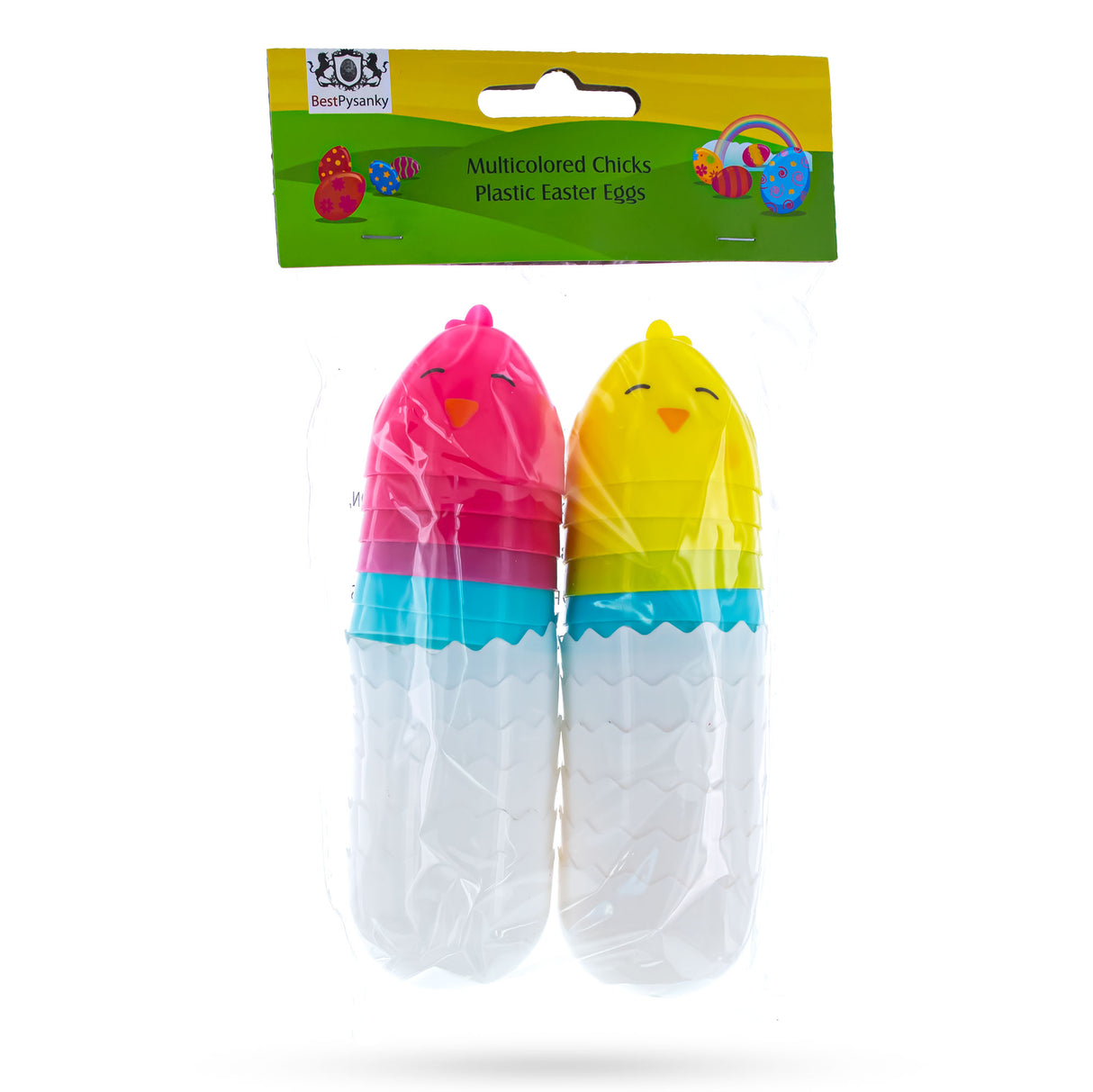 Pollitos Alegres: Set de 12 Huevos de Pascua de Plástico Multicolores