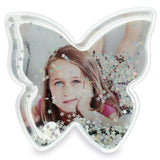 Butterfly Magic: Glittery Clear Acrylic Plastic Water Globe Picture Frame in Clear color,  shape