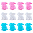 Plastic Bunny Trio: Set of 12 Blue, White, and Pink Bunnies Fillable Plastic Easter Eggs in Multi color