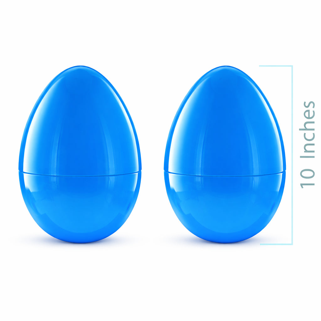 Set of 2 Blue Giant Jumbo Large Size Fillable Plastic Easter Eggs 10 InchesChina , dimensions in inches: 10 x 7.1 x 7.1