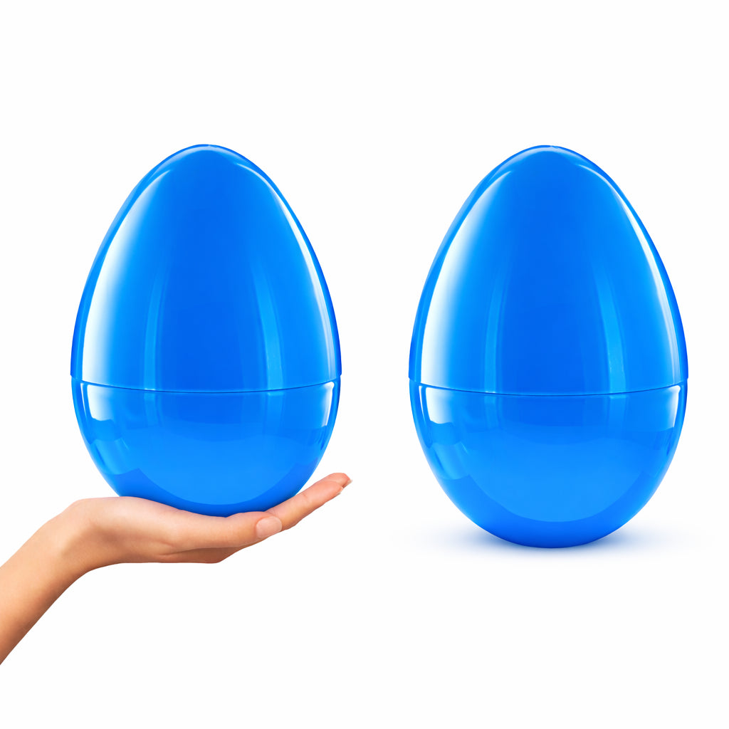 Set of 2 Blue Giant Jumbo Large Size Fillable Plastic Easter Eggs 10 Inches in Pink color Oval