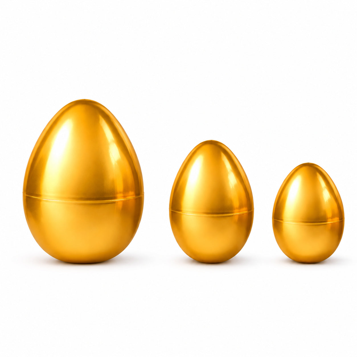Set of 3 Gold Jumbo Large Size Giant Fillable Plastic Easter Eggs 10 Inches in Blue color Oval