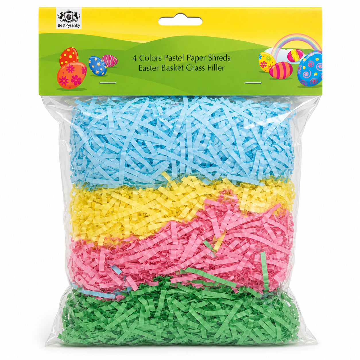 4-Color Pastel Easter Basket Grass Crinkle Paper Shred Filler 4 ozChina , dimensions in inches: 10.5 x 8 x 3.5