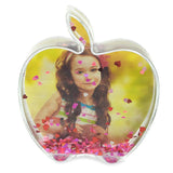 Juicy Memories: Apple-Shaped Clear Acrylic Plastic Water Globe Picture Frame ,dimensions in inches: 4 x  x 3.5