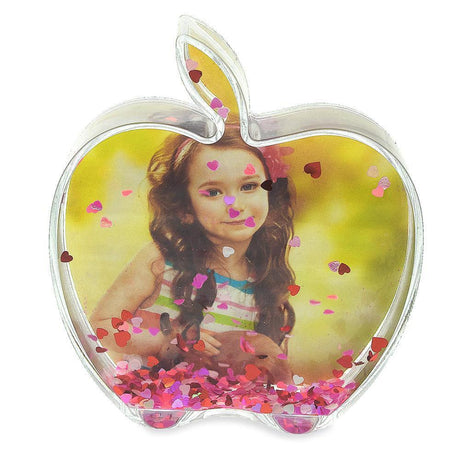 Apple-Shaped Clear Acrylic Plastic Water Globe Picture Frame , dimensions in inches: 4 x  x 3.5