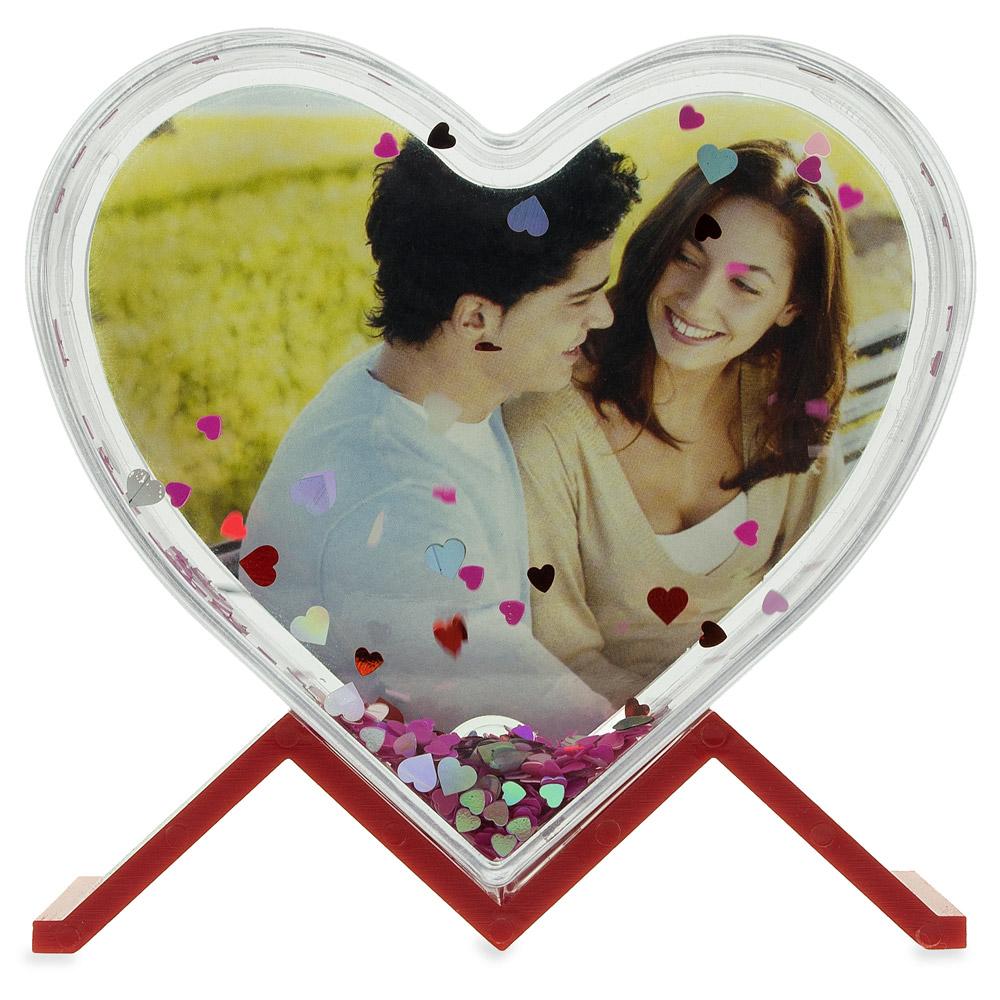 Plastic Heartfelt Moments: Clear Acrylic Plastic Water Globe Picture Frame in Clear color Heart
