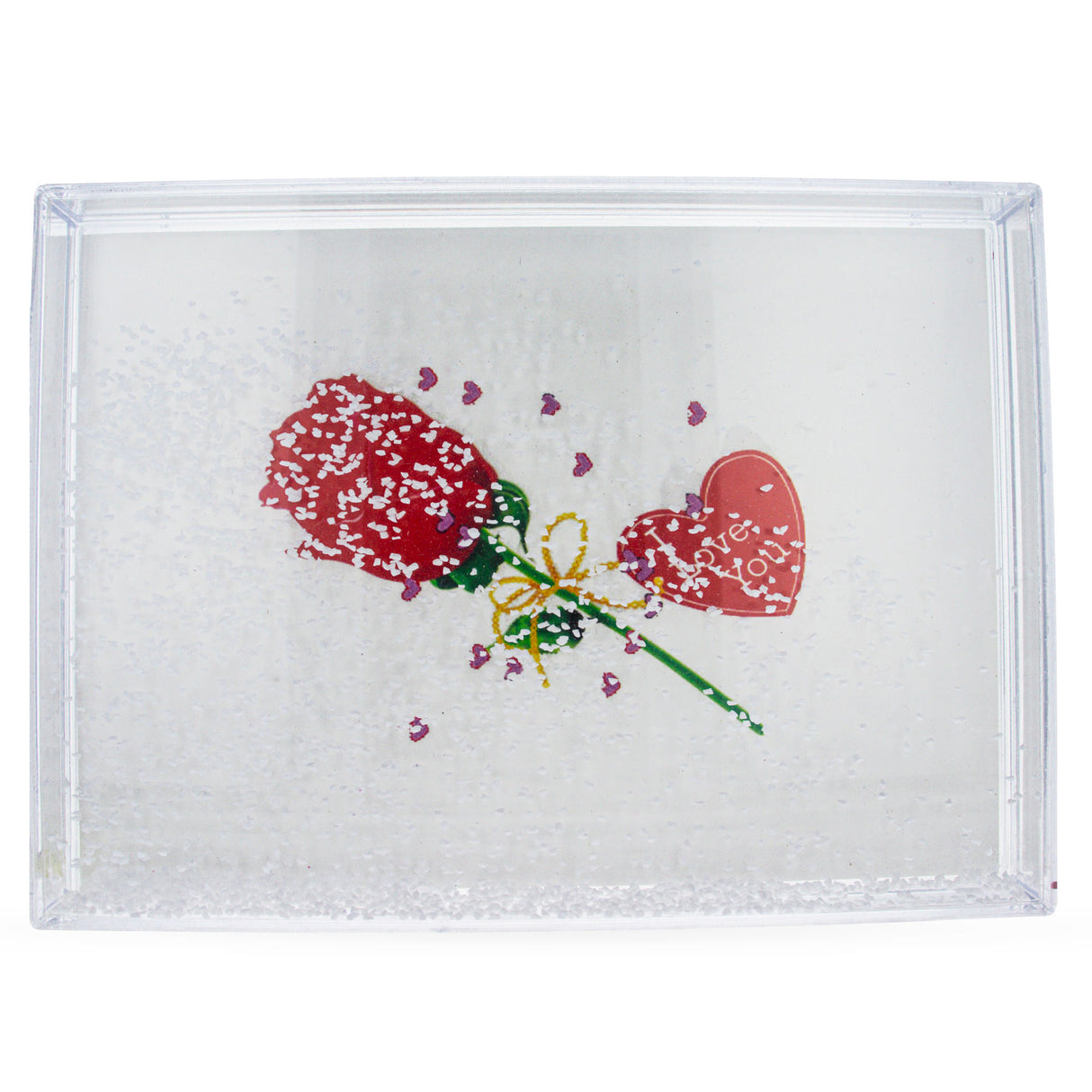 Preserve Your Memories: Rectangular Clear Acrylic Plastic Water Globe Picture Frame in Clear color, Rectangular shape