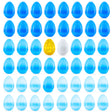 Set of 46 Blue Plastic Eggs, 1 White Egg, and 1 Gilded Golden Easter Egg in Blue color, Oval shape