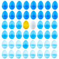 Set of 46 Blue Plastic Eggs, 1 White Egg, and 1 Gilded Golden Easter Egg in Blue color Oval